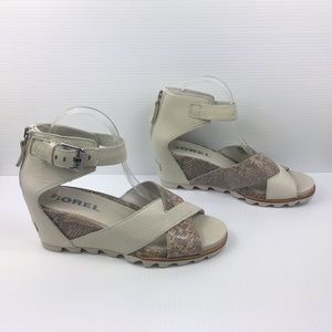 Sorel Joanie II Snake Print Sea Salt Wedges NEW